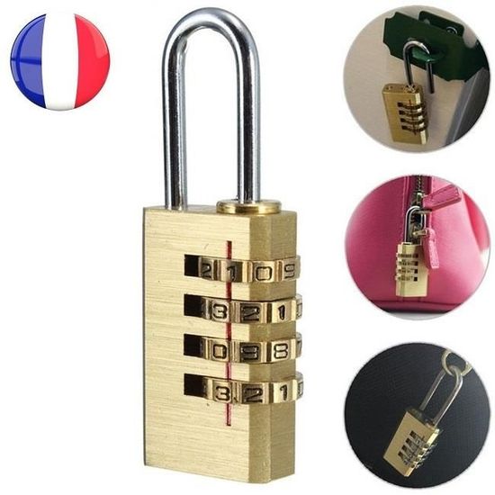 Cadenas à Combinaison Brink's - 4 Cadrans Réinitialisables - 30 Mm En Laiton Massif - Résistant Aux Intempéries