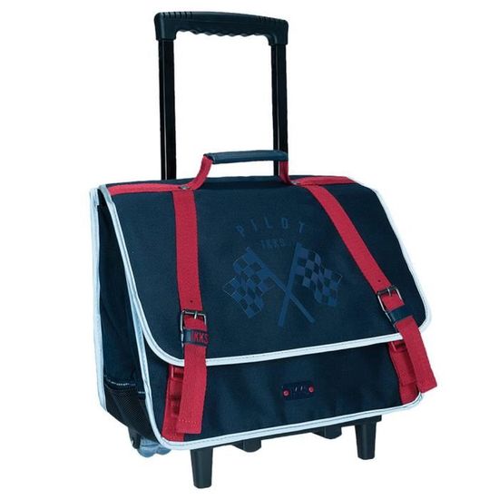 Cartable a roulettes IKKS Boy Pilot Bleu 38 CM Cdiscount Bagagerie Maroquinerie