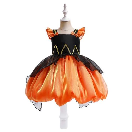 Robe Fille AIEVIS Orange Citrouille Deguisement Halloween N uds papillons Cdiscount Jeux Jouets