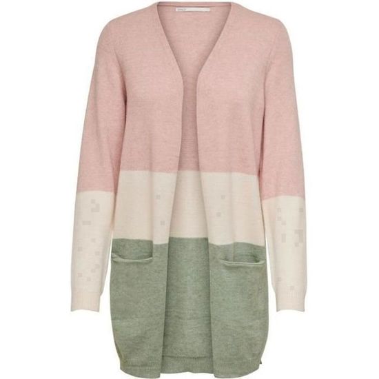 Gilet Cardigan femme Only Queen long rose smoke Rose smoke