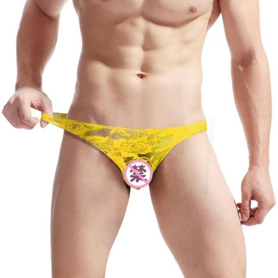 Lot de 3 String Homme Sexy T back Ouvert Fesse Nue Slip G string Thong Jockstrap Bikini Jaune Jaune Cdiscount Pret a Porter