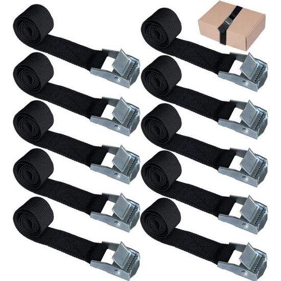 INTAKO Lot De 10 Sangles à Cliquet 4m Ou 6m – 800 Kg, 25 Mm, Norme DIN EN 12195-2 – Avec Protections D'Angles