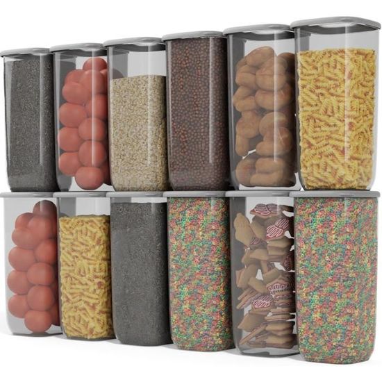 Bocaux De Rangement Cuisine Hermétiques Avec Couvercles - Boîtes Alimentaires Pour Céréales, Pâtes, Farine - PET+PP Alimentaire