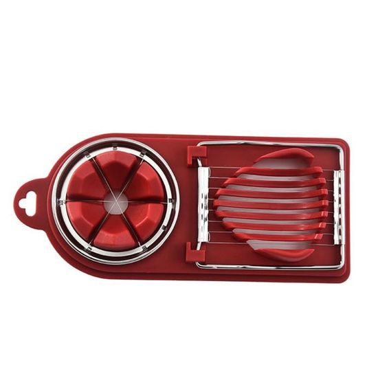 Coupe-Œuf 3 En 1 Acier Inoxydable - Trancheur Œufs Durs, Kiwis, Fraises + Perforateur Anti-Casse, Noir