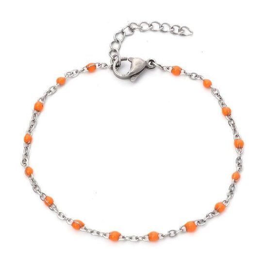 Bracelet à maillons en acier inoxydable avec caoutchouc rouge panthère