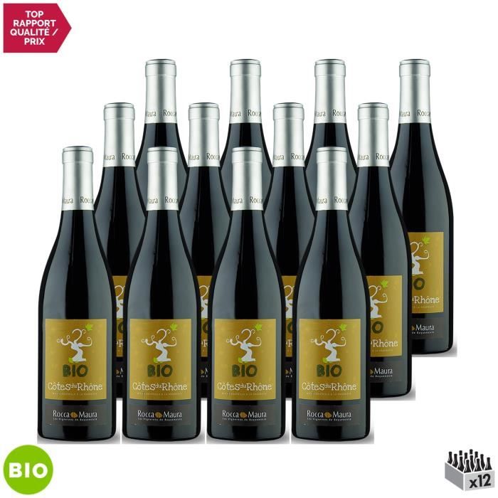 Côtes du Rhône Rouge 2020 Bio Lot de 12x75cl Rocca Maura Les
