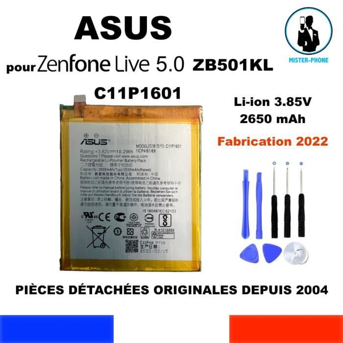 BATTERIE ORIGINALE OEM ASUS ZenFone 3 (ZE520KL) / ZenFone LIVE ( ZB501KL) 2650mAh GENUINE C11P1601 + KIT OUTILS GENUINE BATTERY