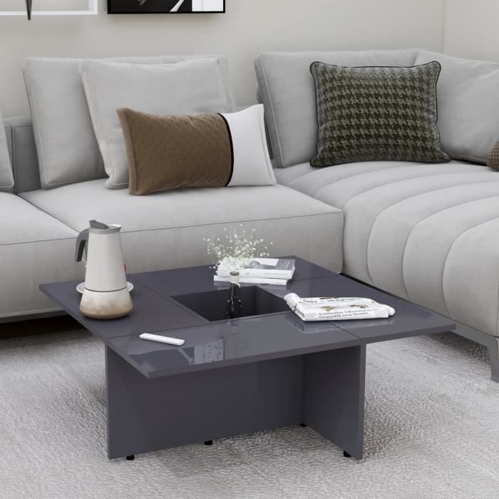 Market-7575Table basse décor design vintage scandinave - Table de salon Bout de canapé Table de thé Table de séjour Gris brillant 79