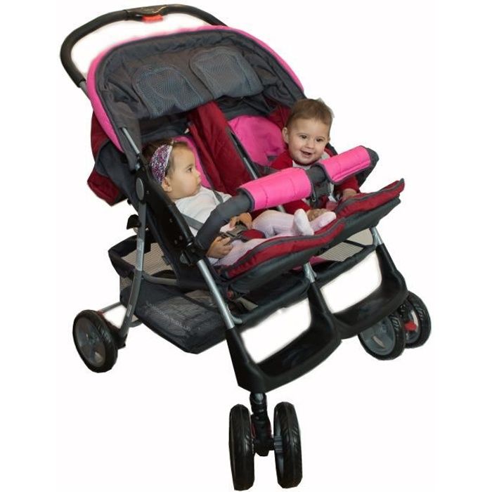 Poussette double twin rose Deluxe Tandem