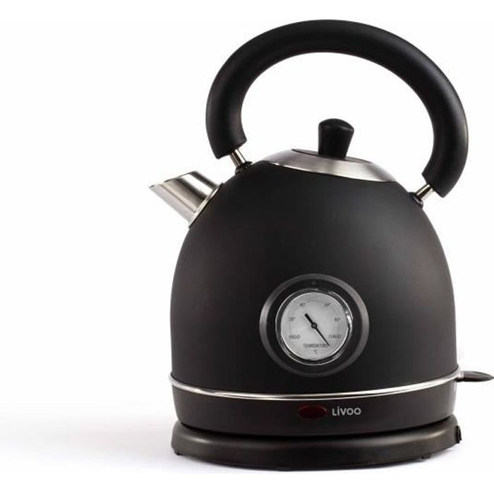 LIVOO DOD157N Bouilloire rétro avec thermomètre - Noir