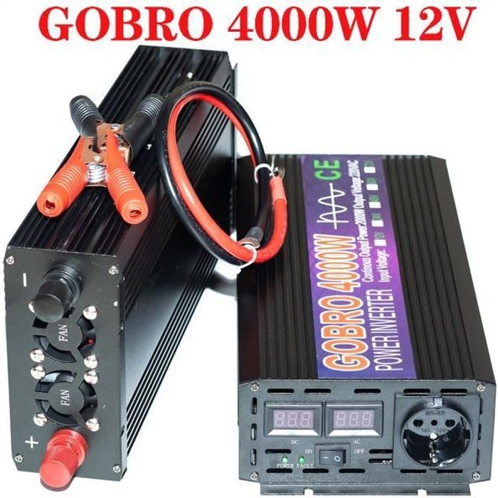 Convertisseur 4000W pur sinus ecran LCD（DC 12V à 220V AC ）- Onduleur