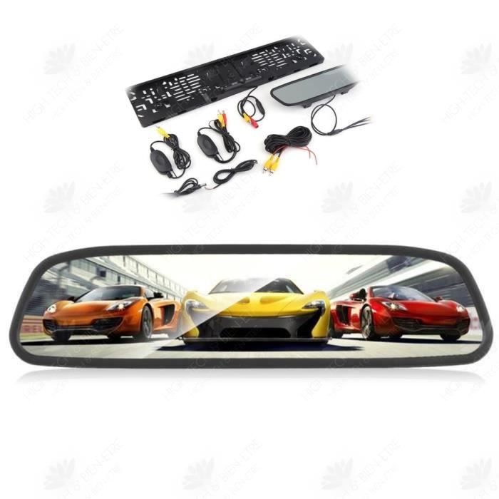 HTBE® 4.3 pouces rétroviseur sans fil vision nocturne caméra de recul voiture image de recul caméra sans fil radar de recul sans fil