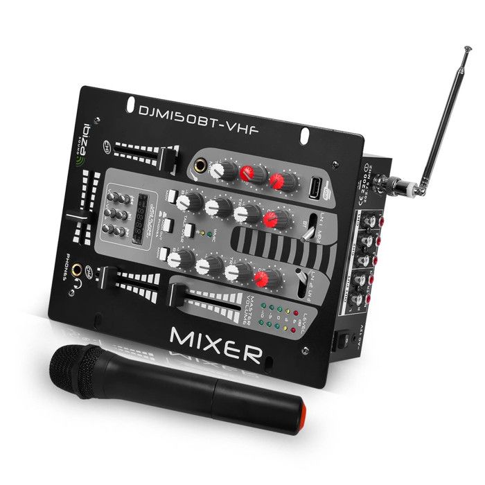 Table de mixage 2 voies - 5 Canaux avec Micro VHF - USB-BLUETOOTH - Ibiza Sound DJM150BT-VHF