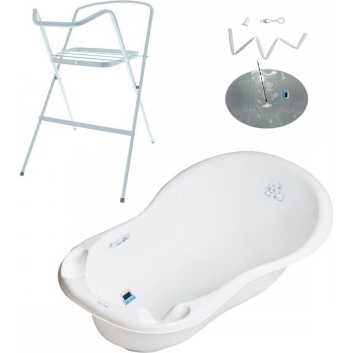 Baignoire bébé thermomètre Blanc Lapin 102 cm + Pied + Tuyau Lapin 102 cm + Pied + uyau