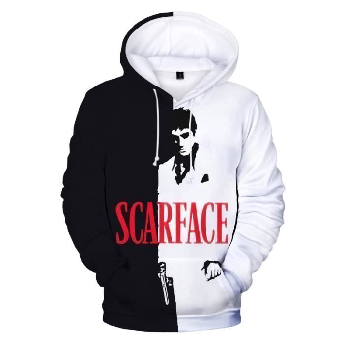 Sweats à capuche imprimés en 3d,2021 film Scarface 3D sweat à capuche imprimé sweats Tony Montana Harajuku Streetwear sweat à capuc