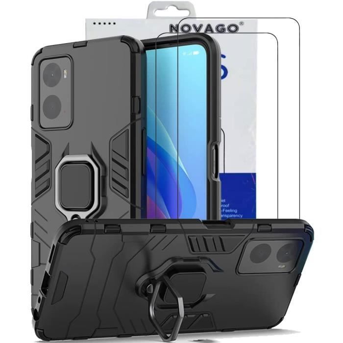 Coque Résistante avec béquille pour Oppo A76 4G et A96 4G et 2 protections écran en verre trempé