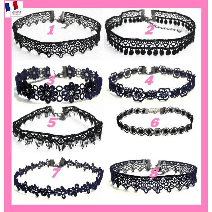 Collier Ras de Cou model 1 Choker Dentelle Tissu /réglable