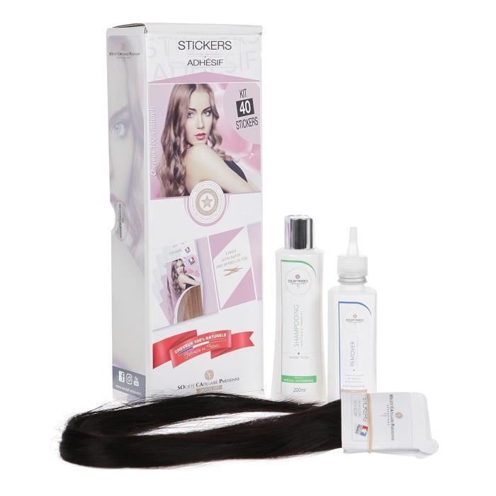SOCAP FRANCE Kit avec 40 bandes - Cheveux 100% naturels - Pose adhésif 50 cm - Brun foncé