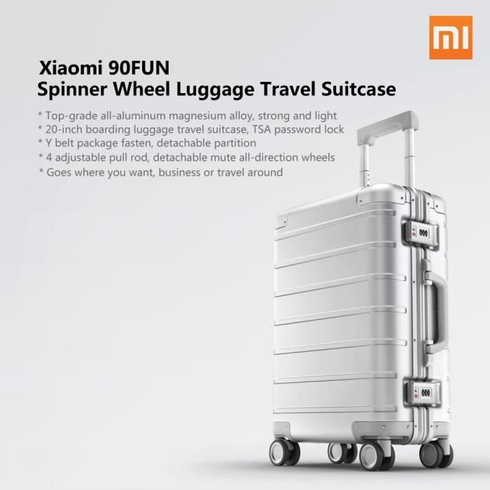 Xiaomi Roue Bagages Voyage Valise 20 pouces Carry-on avec Y ceinture Pull-tige de qualité supérieure tout en aluminium