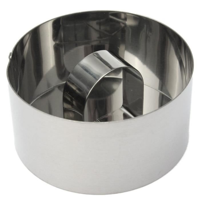 4Pcs Moules emporte-pièces avec Poussoir Forme de Ronde Acier Inoxydable Mousses et Desserts Moule à Biscuits Outils de