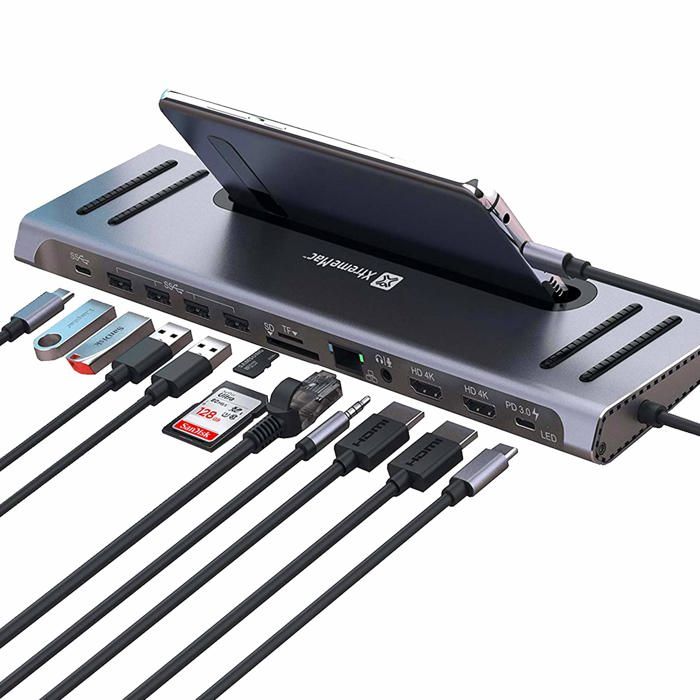 XtremeMac Type-C Docking Hub Station - Station d'accueil USB Type C - USB 3.0 type-C + USB 3.0 type-A + HDMI + VGA + DisplayPort +