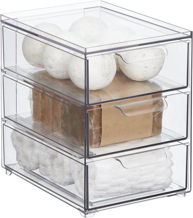 3 Organisateurs De Tiroir Transparents Empilables – 21x10x6 Cm, Séparateurs Amovibles, Rangement Bureau - 11