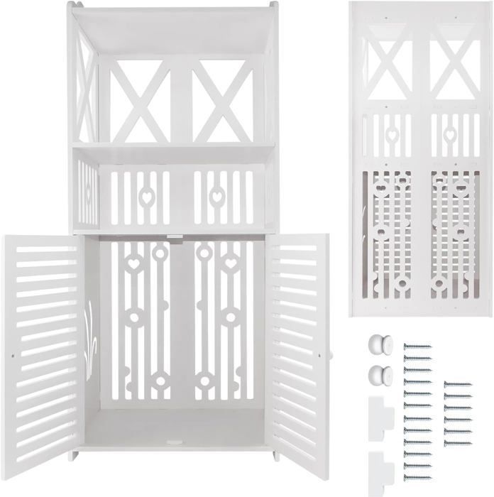 Armoire de Chambre Rangement Mini DAYPLUS 3 étages à grilles Double porte 90 x 40 x 25 cm Meuble de Rangement