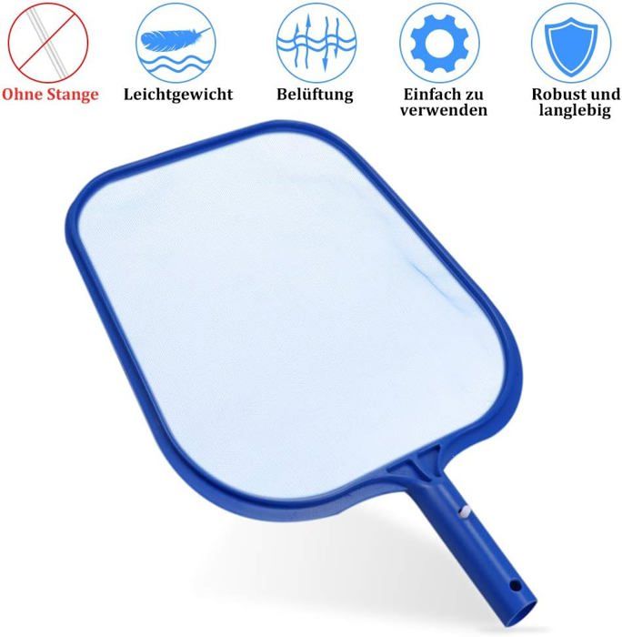 Épuisette Pour Piscine Fockety - Cadre Aluminium, Sac Double Couche - Râteau à Feuilles Professionnel - Pour Nettoyage Profond, Débris, Feuilles - Compatible Perche Télescopique