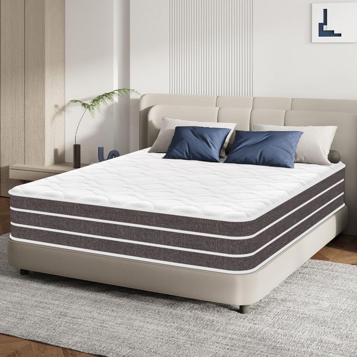 Matelas 140x190 cm Ép 28 cm Matelas à Ressorts Ensachés et à Mémoire de Forme Hybride Matelas 10 Zones de Confort Moyenne