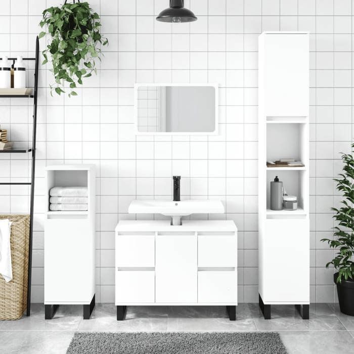 Meilleures Meuble de rangement Classique Armoire de salle de bain blanc 30x30x100cm - bois dingénierie SSD61537705
