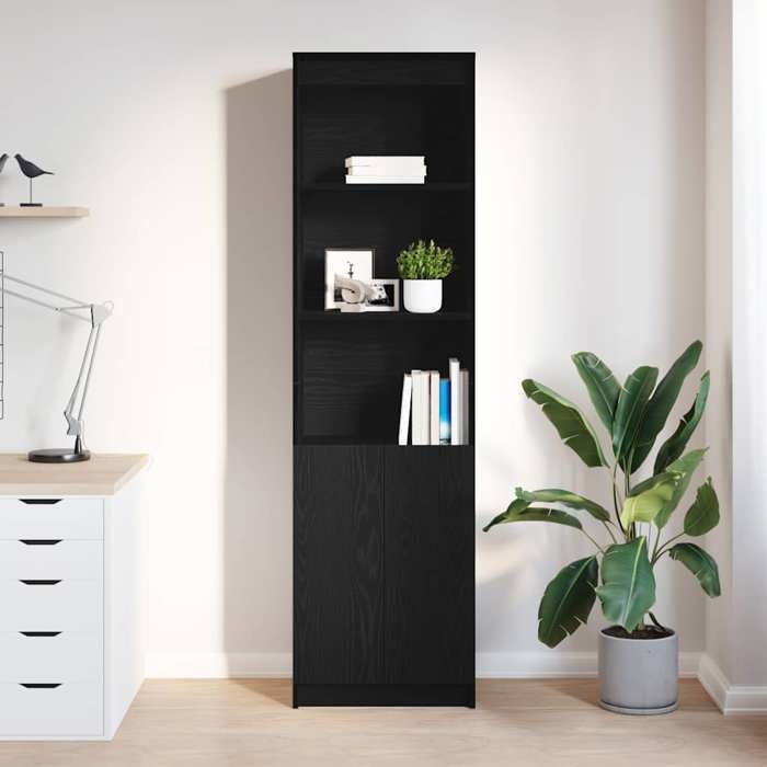 RemiseArmoire haute/Buffet haut - Décor salon/cuisine - chêne noir 50 x 35 x 180 cm bois dingénierie *aspect pratique7301561