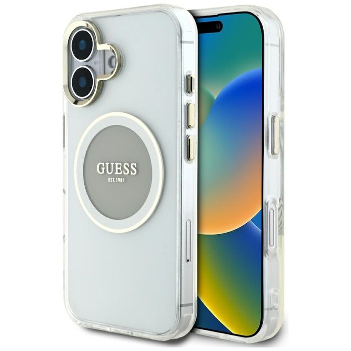 Guess Étui IML Metal Colored Circle Classic Logo MagSafe pour iPhone 16 Gris - vue 4