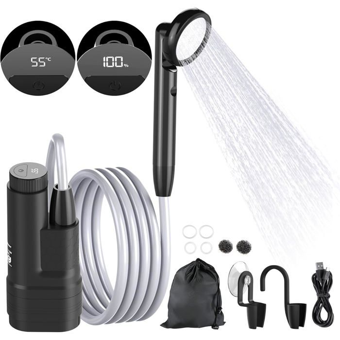 Aicharynic Douche De Camping Portable 12V Avec Pompe - Kit Douche Mobile Extérieure Pour Voyage Et Camping