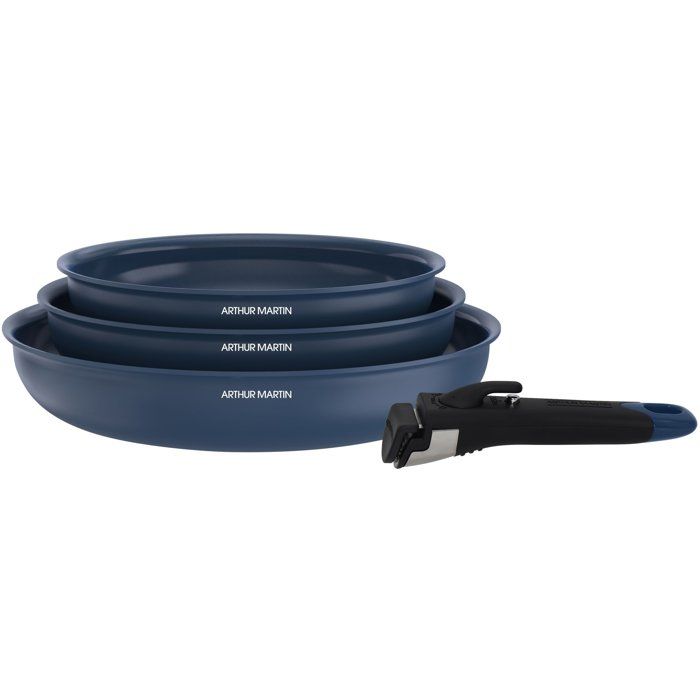 Arthur Martin Set de 3 poêles 20-24-28 cm poignée amovible Bleu AM2033