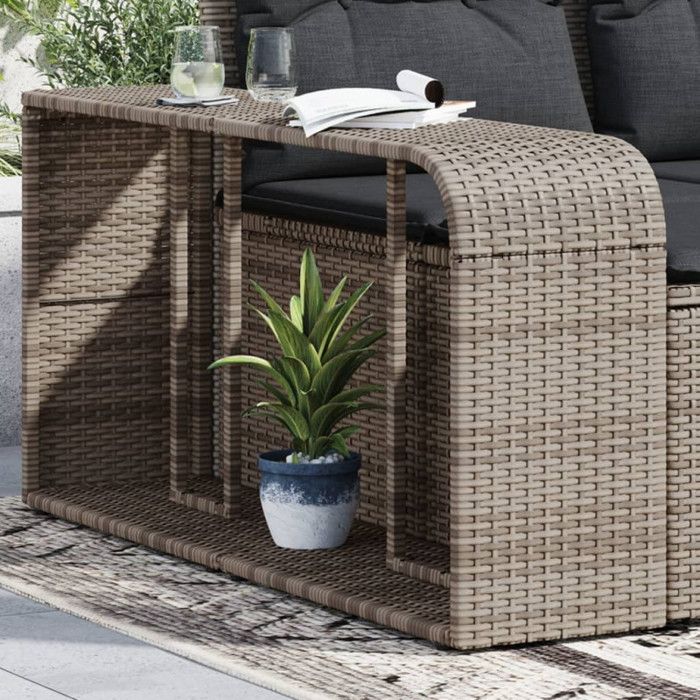 Étagères de rangement - Résine tressée - Gris - Lot 2 pcs - 112x27x55 cm