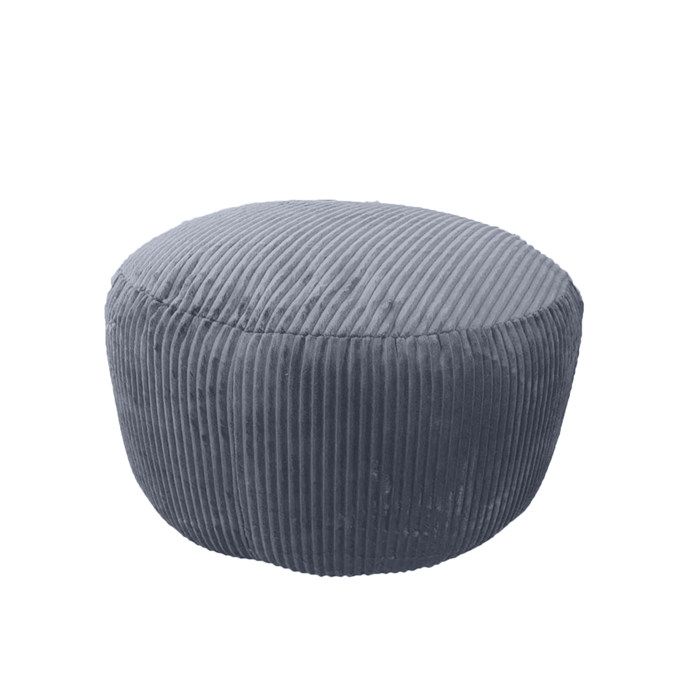 Pouf Relaxdays cord HxD : 25 x 35 cm remplissage en polystyrène coussin de sol rond tabouret pouf gris foncé
