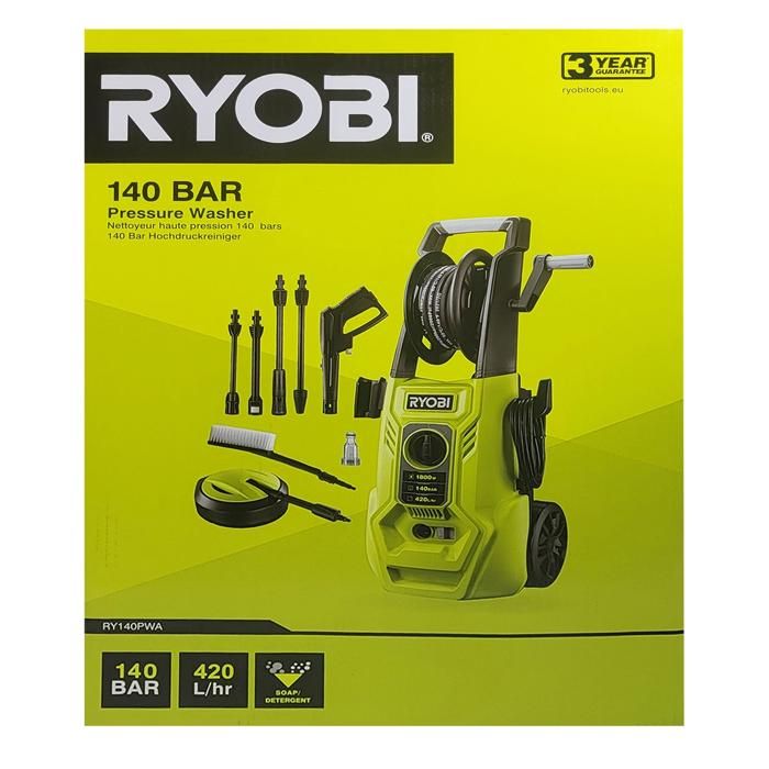 Ryobi RY140PWA nettoyeur haute pression 140 bar pour terrasse et véhicule