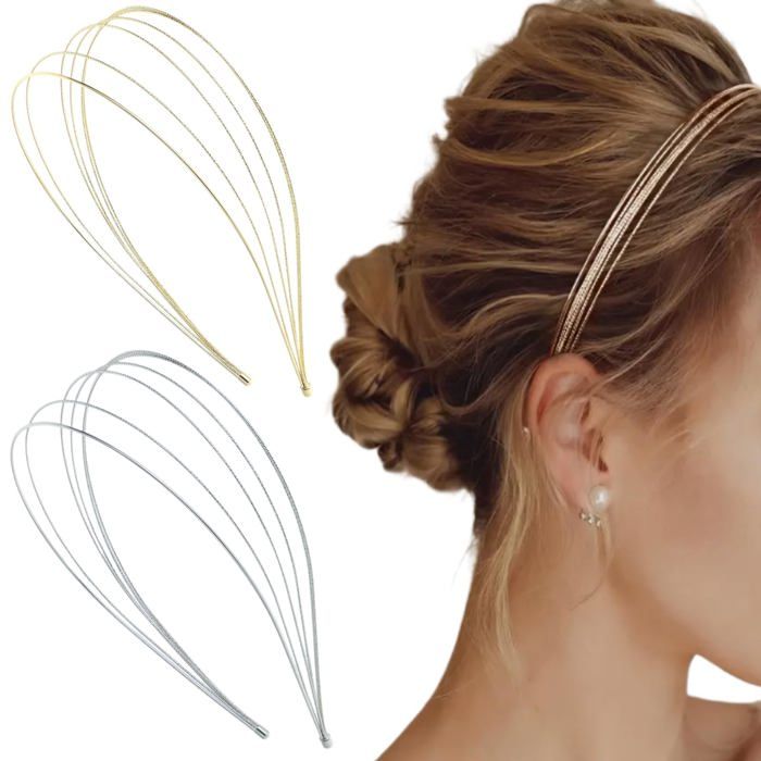 Serre-tête multicouche en métal fin pour femme - Bandeau élégant pour femme - Bijou de cheveux (doré argenté) QIEDOVIEY