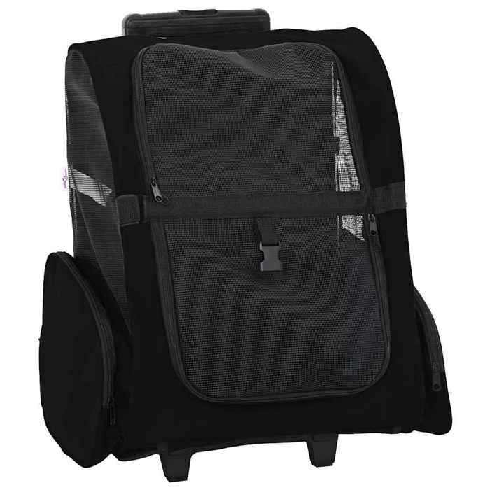 Noir Chariot pour animaux de compagnie 3 en 1 - CLOUD - Transporteur - Design Noir 48 x 32 x (57-106) cm Tissu Oxford A2817