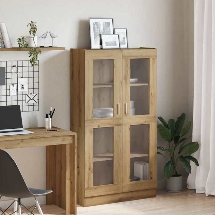 [31504]Meuble colonne MEUBLECHIC Buffet Haut Armoire de rangement - Chêne artisanal 82 5x30 5x150 cm Bois dingénierie Poids:40 Kg