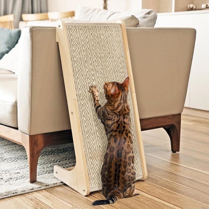 1 griffoir pour chat en sisal forme l angle 20° structure bois stable protection meubles intérieur .