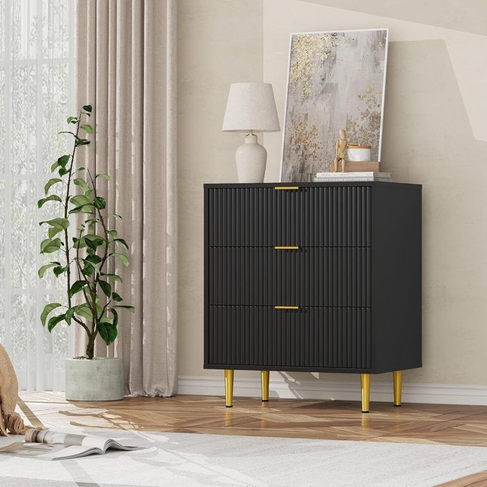 Garvee COMMODE DE CHAMBRE-Commode à 3 tiroirs - Commode vaisselier buffet étroit petit meuble de rangement 60×40×75 cm