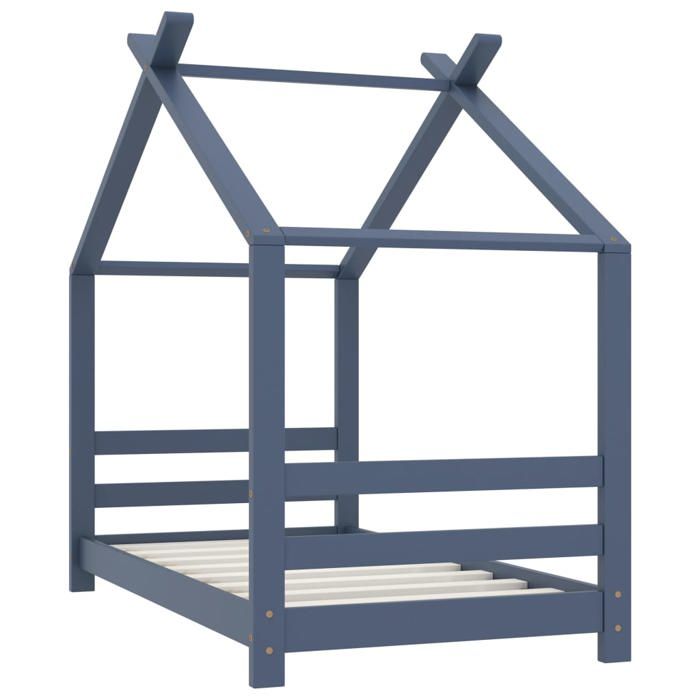 Structure de lit - résistant et durable - Cadre de lit denfant 1 Personne - Gris Bois de pin massif 70x140 cm @97180kwv42b