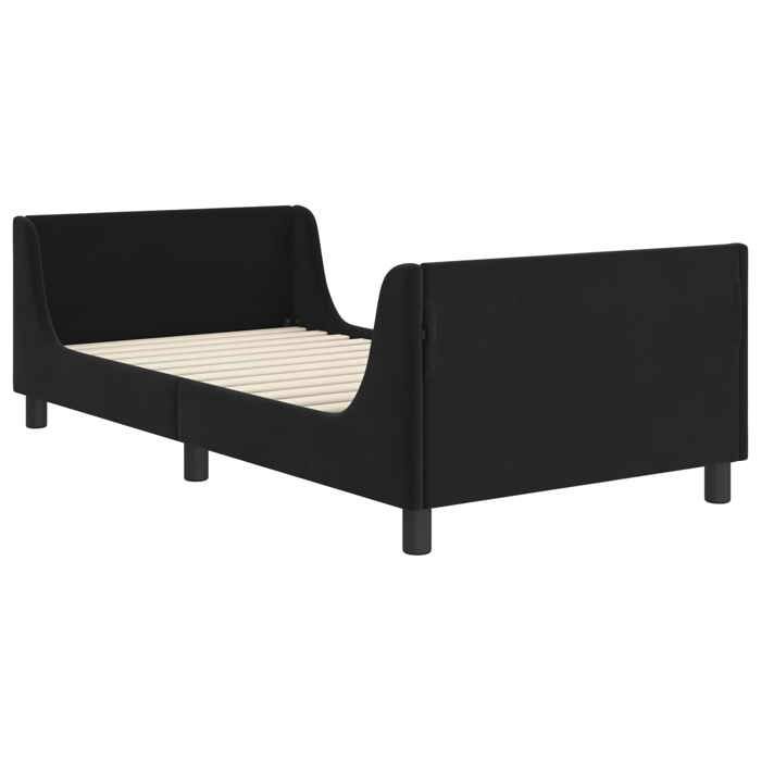Structure de lit - HAOSHOP - Cadre de lit pour enfants avec tête de lit Noir 90 x 190 cm&01_114696