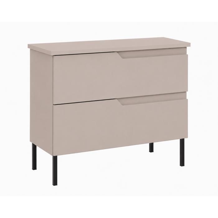 Meuble sous vasque - 3XE LIVING - Cachemire - 80 cm - 2 tiroirs à fermeture douce - Pieds métal noirs 20 cm
