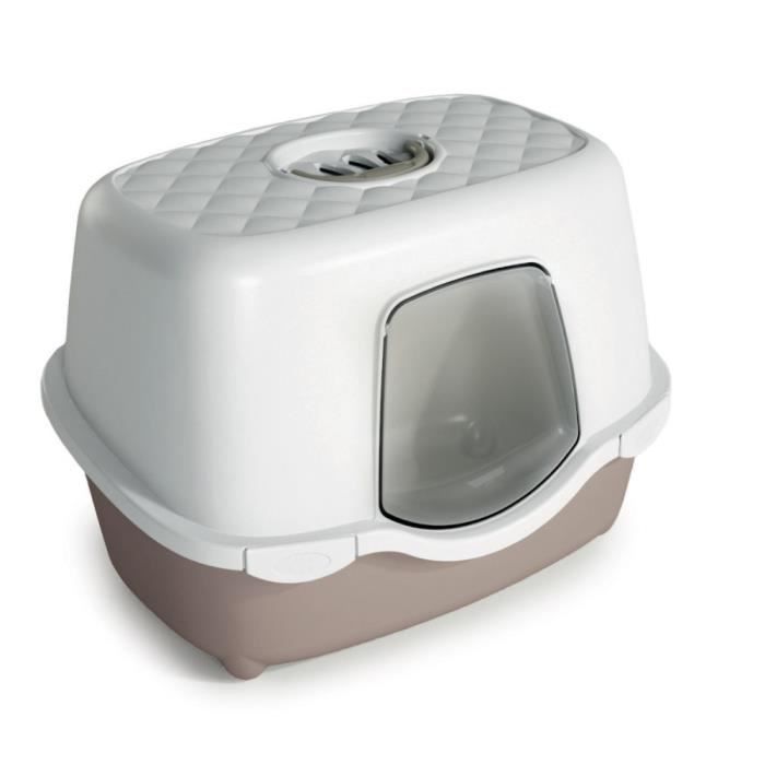 Meilleurs prix pour Maison de toilette allongée - animallparadise - Taupe - 56 x 39 x 39 cm - Filtre à charbon - Intérieur