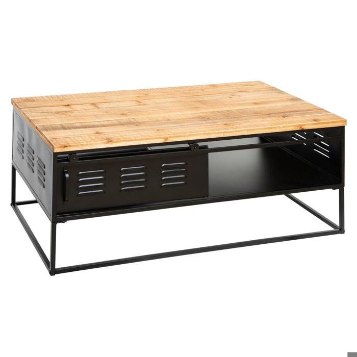 table basse en metal et bois cierna atmosphera cdiscount maison
