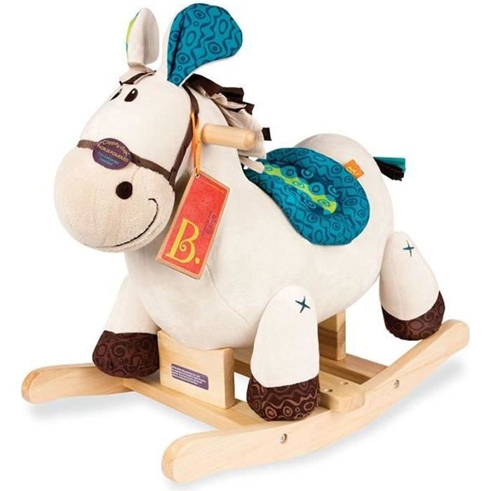 Cheval a bascule Banjo B.Toys Bois Blanc 51x31x46cm Cdiscount Jeux Jouets