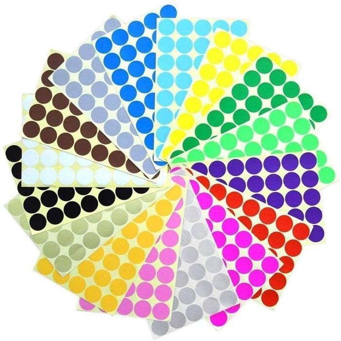 Gommettes Autocollantes Rondes,Couleur Codage Étiquettes 25mm Petit ...