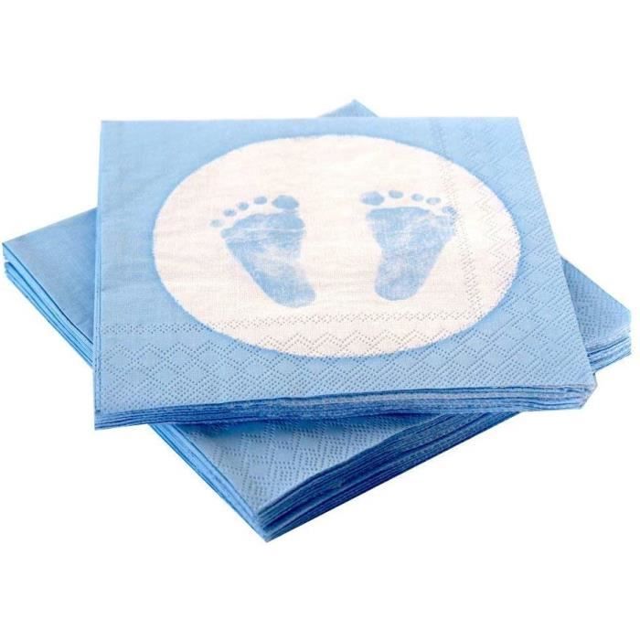 20 Serviettes en papier Empreinte de Pied Bebe Bleu Decoration de Table  Fete Bapteme Naissance[212] - Cdiscount Maison